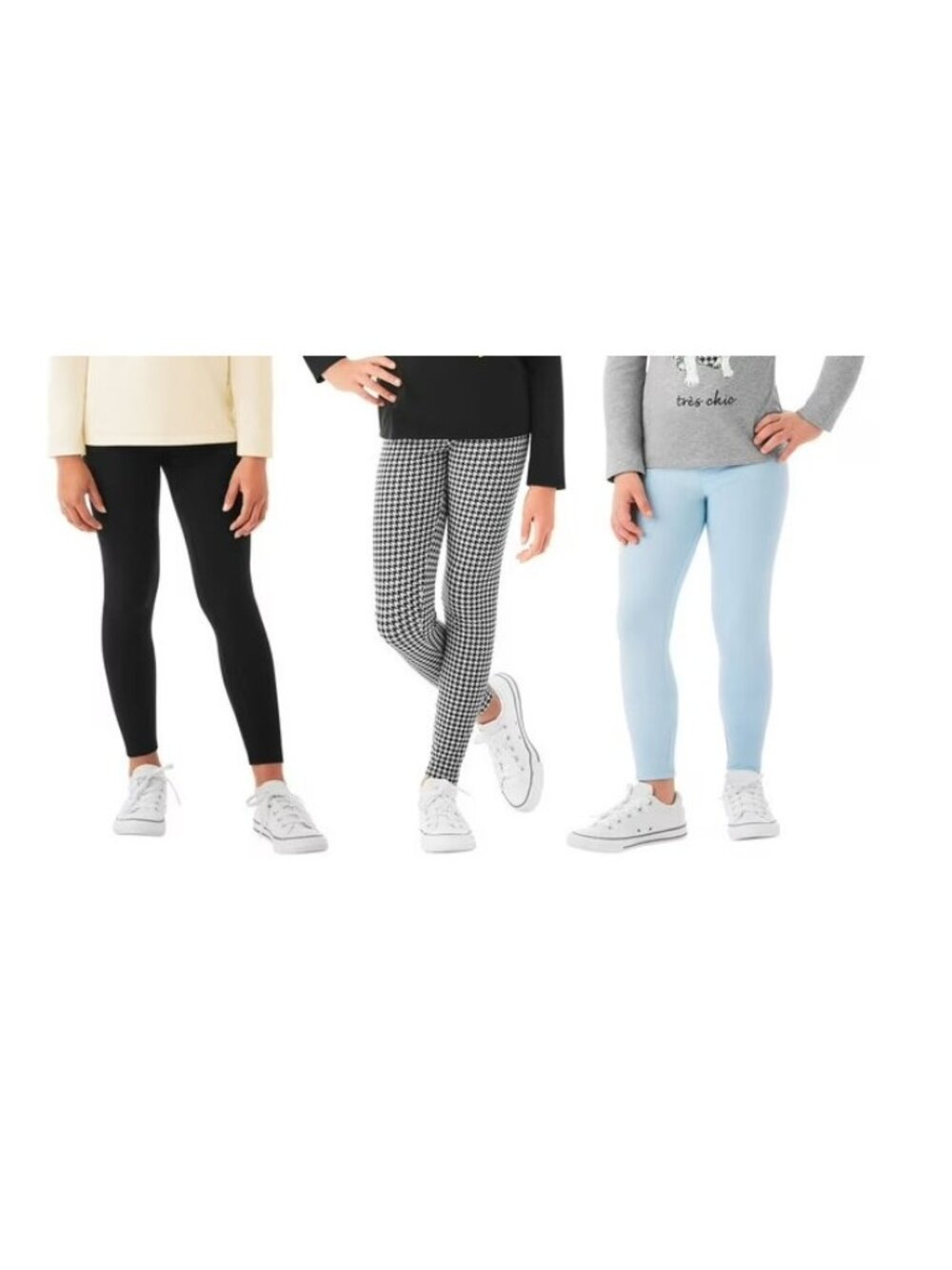 New! Member's Mark Girls 3-Pack Cotton/Spandex Leggings-Size 6/6X